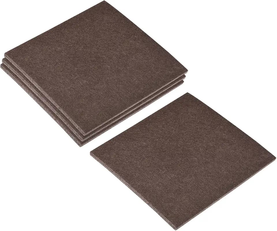 uxcell Felt Furniture Pads, 5-inch x 5-inch Self Adhesive Cuttable Anti Scratch Square Floor Protectors for Furniture Legs Hardwood Floor, Brown 4Pcs