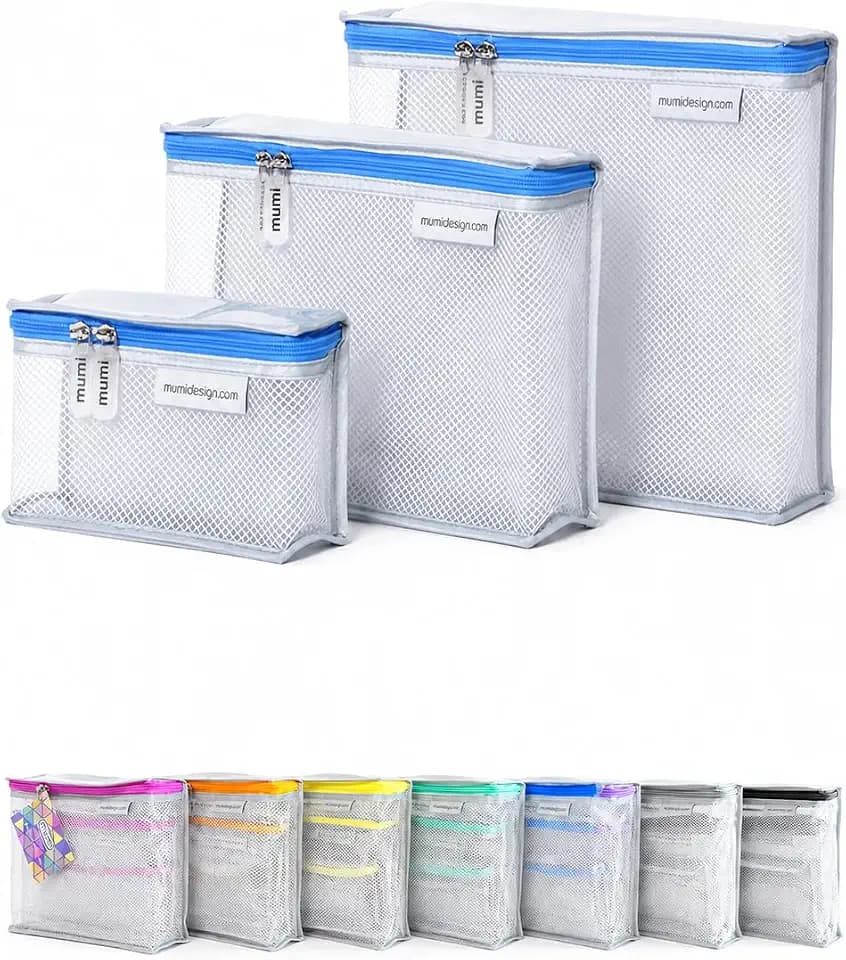 MUMI Travel Toiletry Bag Set of 3 - Clear TSA Approved, Blue
