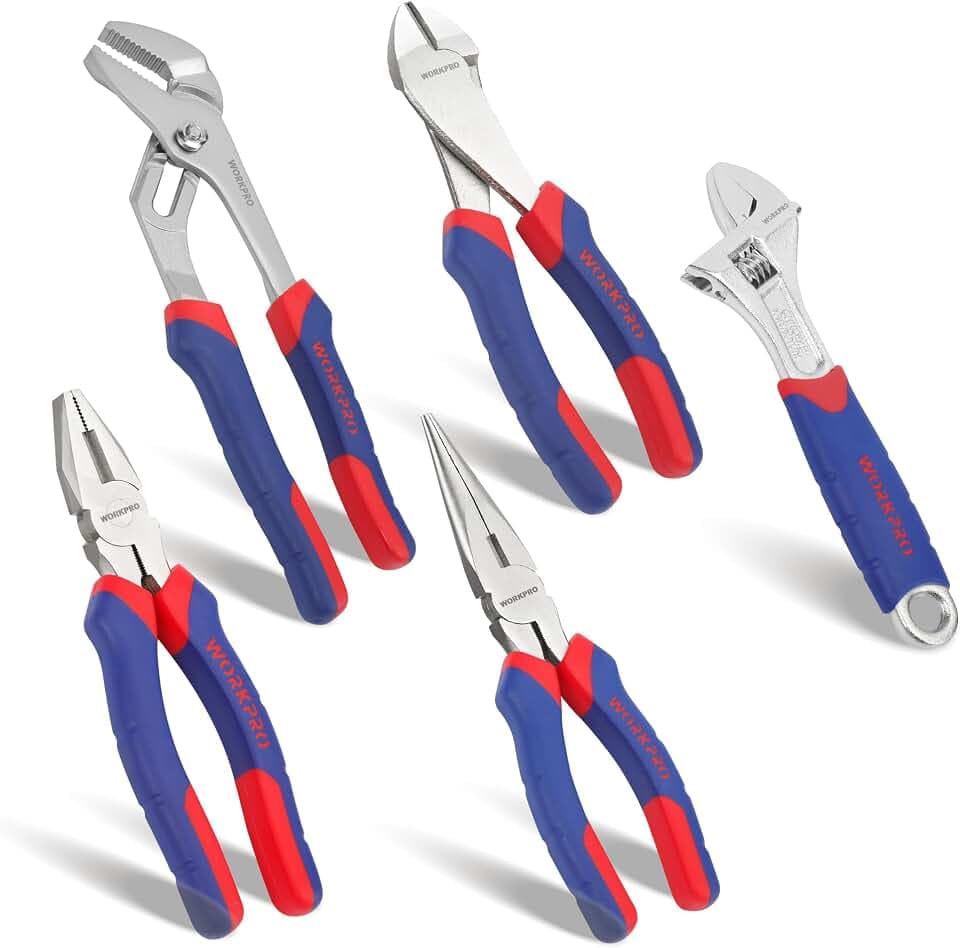 WORKPRO Zangen Set 5-teilig, Kombizange, Spitzzange, Seitenschneider