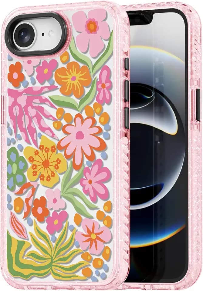 Rosarnnah for iPhone 16E Case Aesthetic Pink, Passion Flower