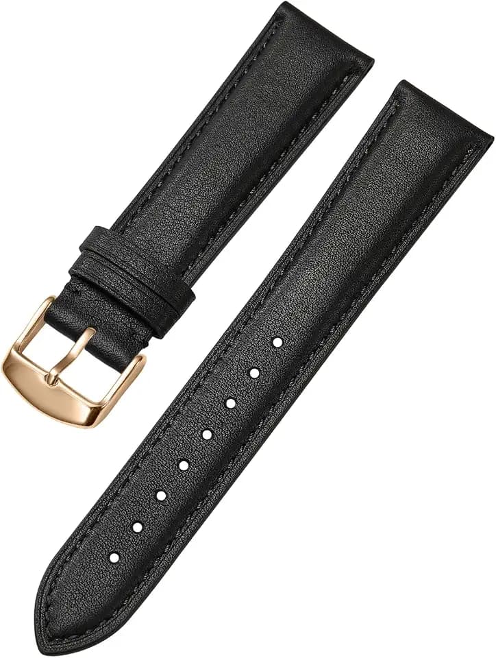 Leather Watch Band for Men and Women, Quick Release Watch Strap, Black Replacement Watchband-18mm 19mm 20mm 21mm 22mm 24mm