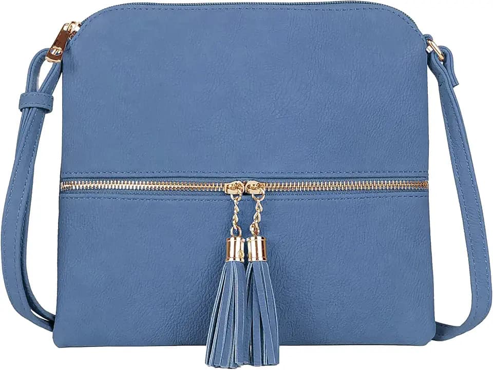 SG SUGU Medium Crossbody Bag Shoulder Bag with Tassel and Zipper Pocket