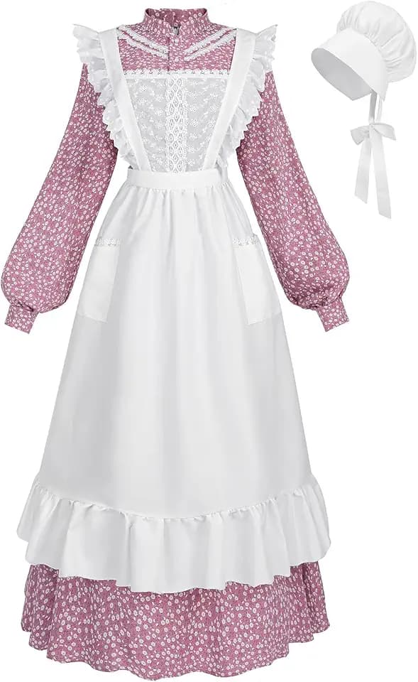 CR ROLECOS Colonial Prairie Dress Women Long Sleeve Floral