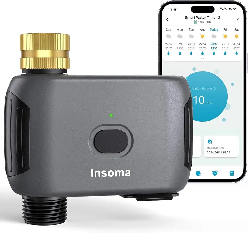 Insoma WiFi Water Timer for Garden Hose Brass Inlet, Smart Sprinkler Timer, APP Remote Control WiFi Hose Timers, Voice Control with Alexa, Rain Delay and Manual Mode for Yard Lawn Watering