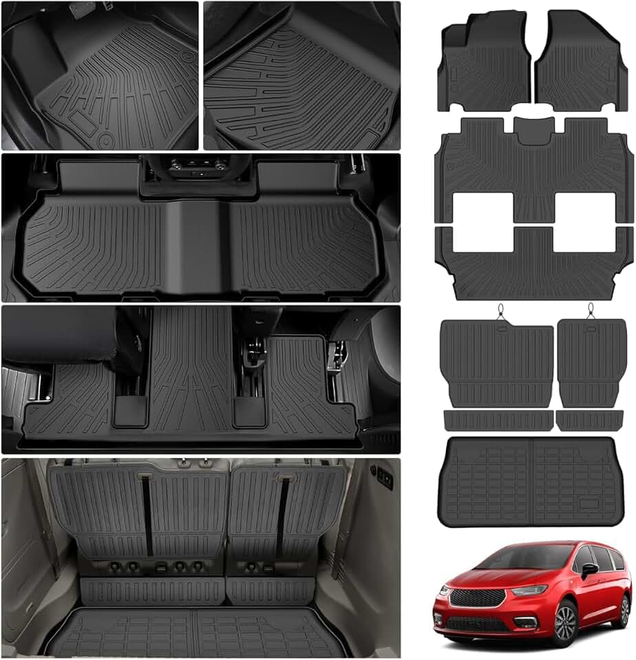 Cartist Floor Mats for Chrysler Pacifica (Only Fit Hybrid) 2017-2026, All Weather Cargo Liner for Pacifica Accessories, Heavy Duty TPE Car Mats, Car Accessories