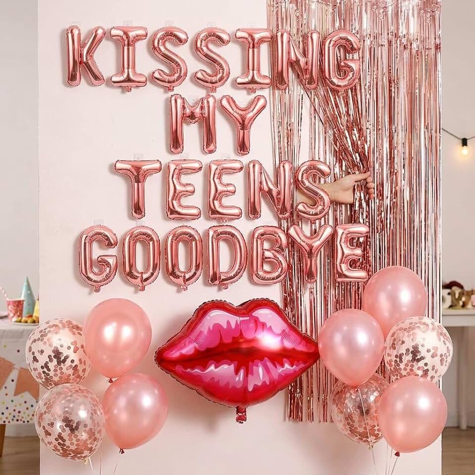 JeVenis Luxury Kissing My Teens Goodbye Balloon 20th Birthday Party Decor