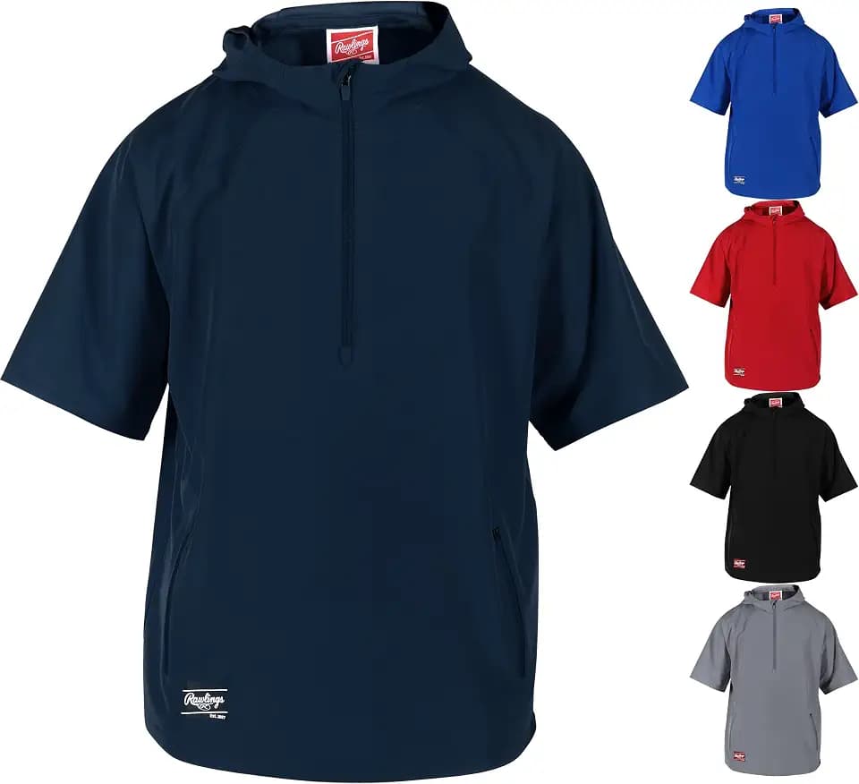 Rawlings Men's Rawlings | Colorsync Short Sleeve Hooded Cage Jacket | Adult Sizes | Multiple Colors