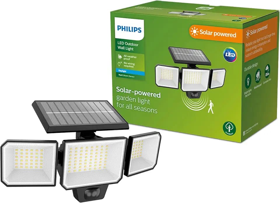 Philips Outdoor Solar Nysil Wand-Sicherheitslicht, Schwarz