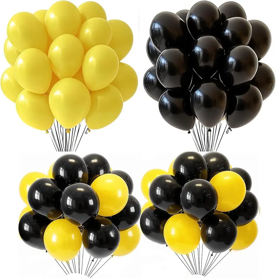 80 Pcs 10 Inch Black and Yellow Balloons,Available for Balloon Arch Kit,Graduation Baby Shower Wedding,Birthday Sunflower Party Decorations (Dark Yellow)