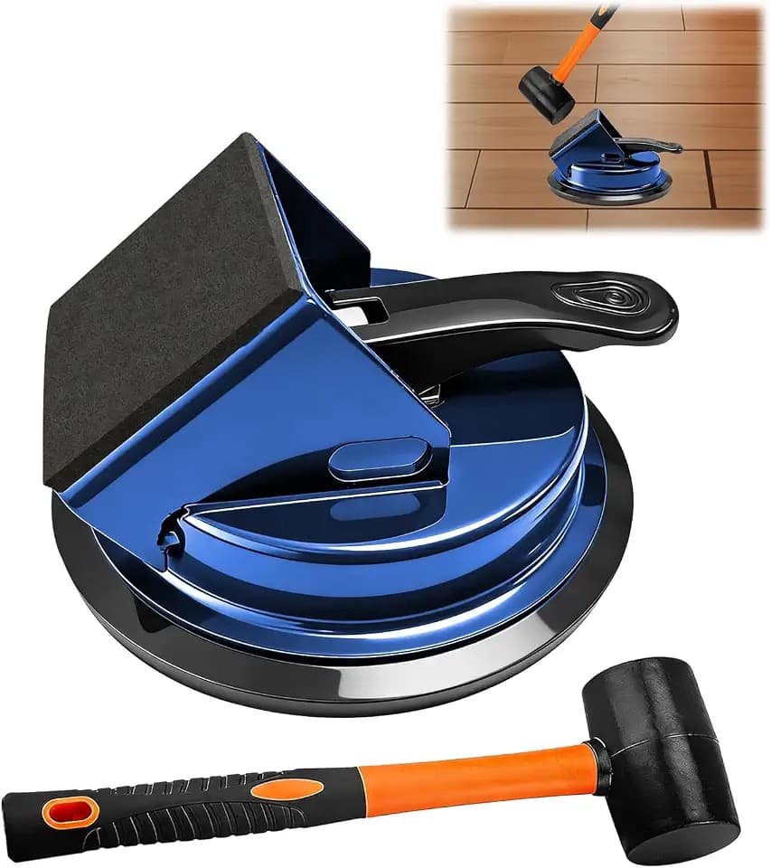 Heavy Duty Gap Fixer Tool For Laminate Flooring - Laminate Floor Gap Repair Tool With Heavy-Duty Floor Suction Cup and Rubber hammer,For Laminate And Vinyl Flooring(Blue)