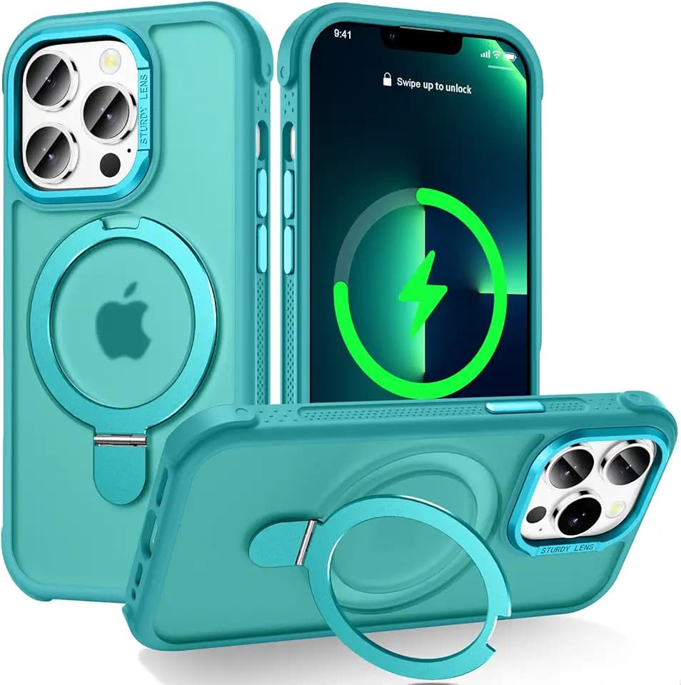 Designed for iPhone 13 Pro Case with Magnetic Stand, Darkcyan