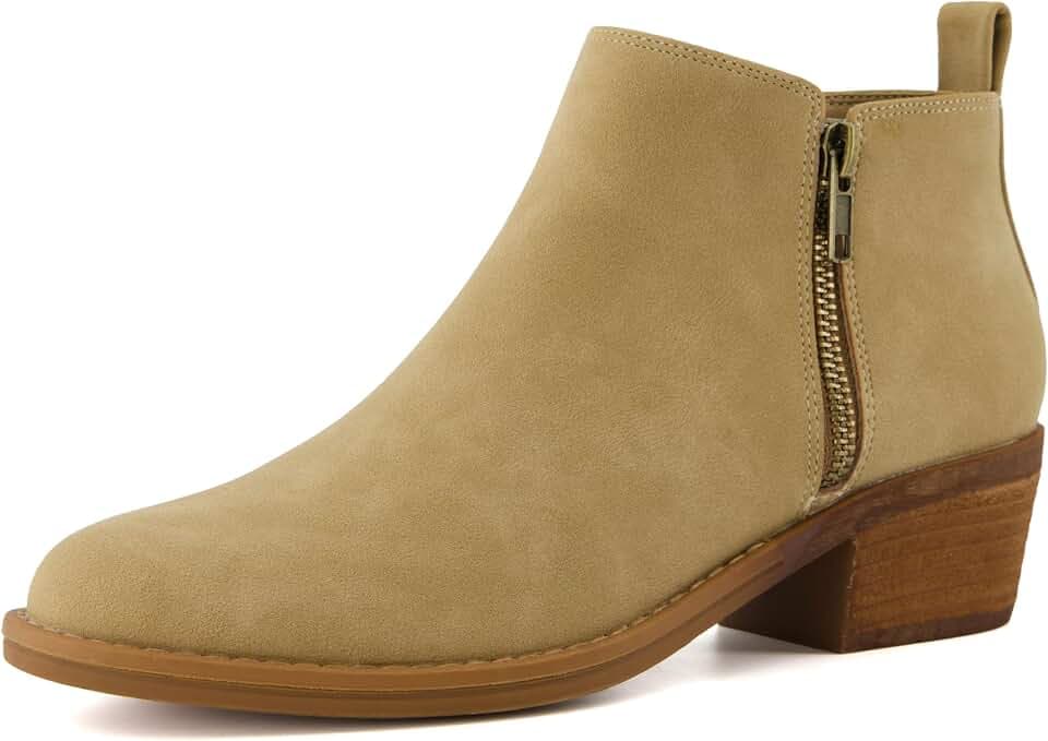 CUSHIONAIRE Taco Women’s Ankle Bootie – Low Heel Ankle Boots for Women with Memory Foam Comfort, Side Zipper, and Wide Widths Available