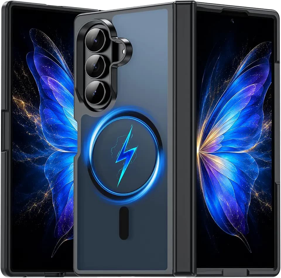 OWKEY for Samsung Galaxy Z Fold 8 Ultra|Fold 7 Case Compatible with MagSafe,[Full Hinge Protection] Magnetic Shockproof Military Translucent Matte Bumper Cover Phone Case for Z Fold 8 Ultra|7 5G,Black