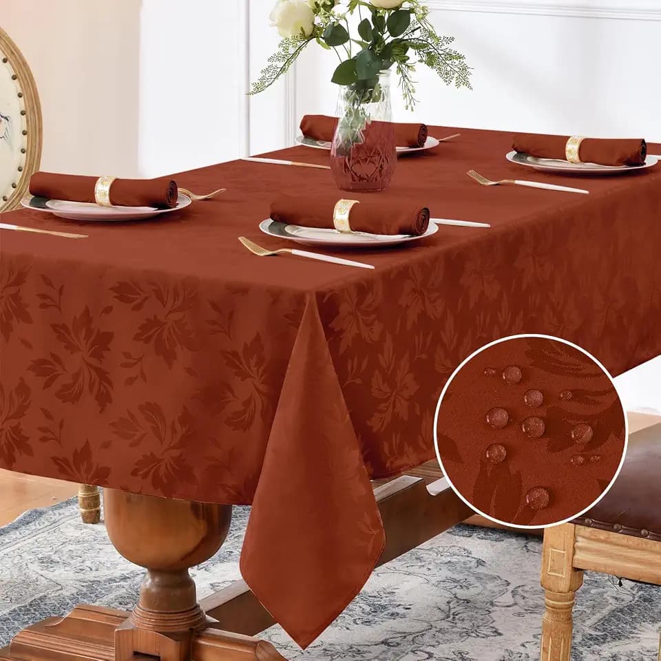 Romanstile Fall Jacquard Rectangle Tablecloth, Thanksgiving Dining Decor