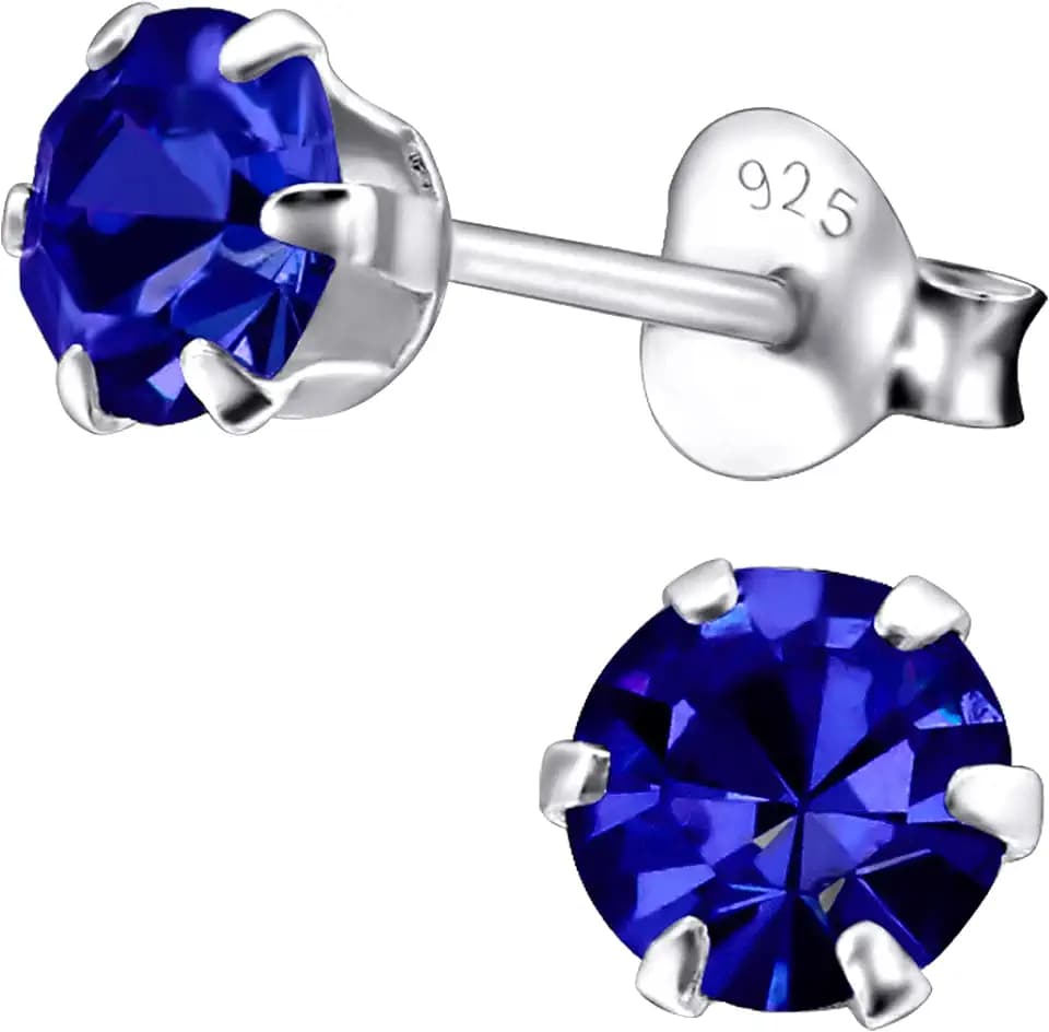 Ohrringe Silber 925 für Damen - 5 mm Zirkonia - runde Kristall Ohrstecker