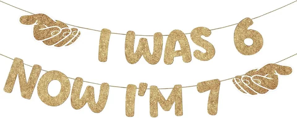 Fulmoon Pre Strung I Was 6 Now Im 7 Glitter Banner, Champagne Gold