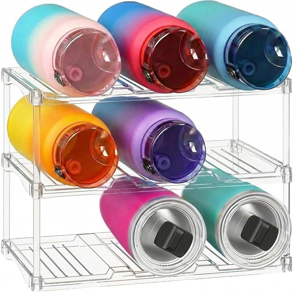 Lifewit Stackable Water Bottle Organizer, Clear Tumbler Holder for Cabinet