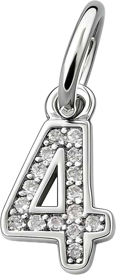 Charm Silber S925, Zahlen Charms, Armband Halskette Valentinstag Muttertag, für Europäische Armbänder Halskette (NO.8)