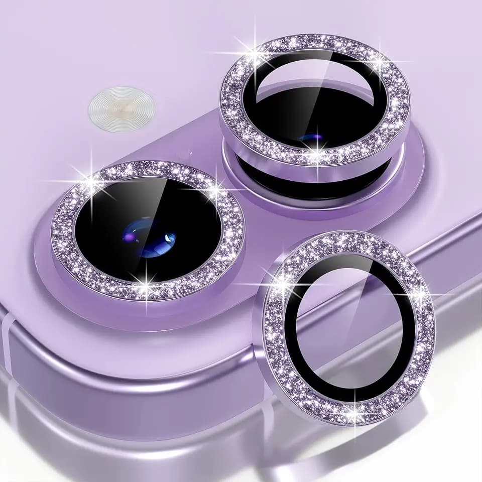 Choiche for iPhone 17 Camera Lens Protector Bling, Glitter-Purple