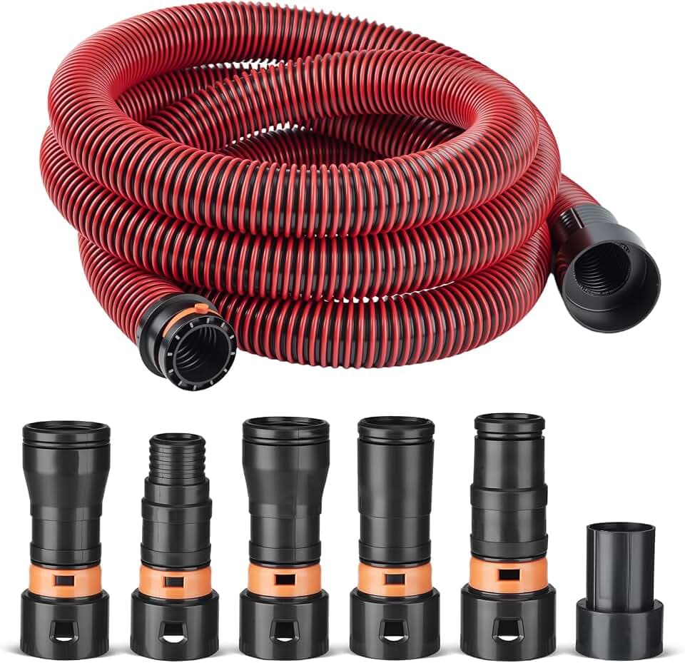 10FT Universal Shop Vac Hose with 6 Adapter Attachments