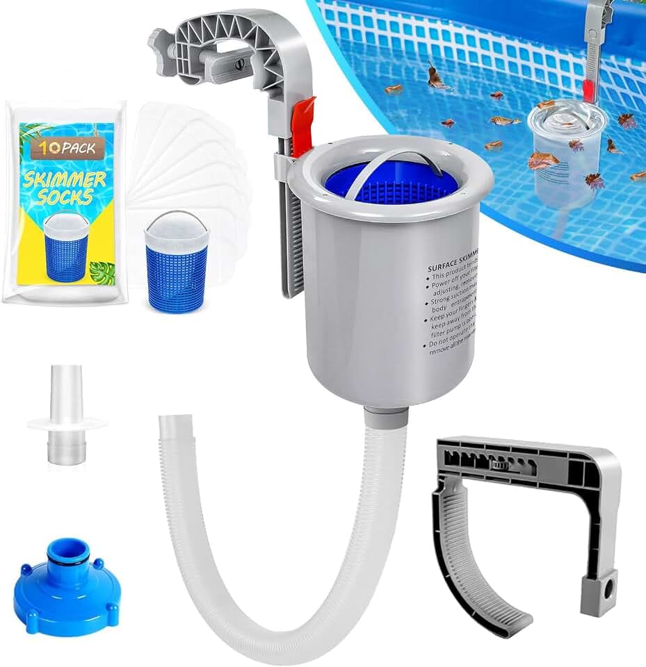 Pool Skimmer für Aufstellpool mit 10 Stück Skimmer Socken,für Intex Pools