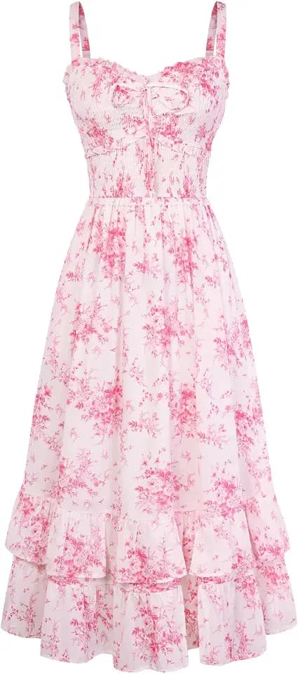 Scarlet Darkness Women's Floral Dress Smocked Sundress with Pockets