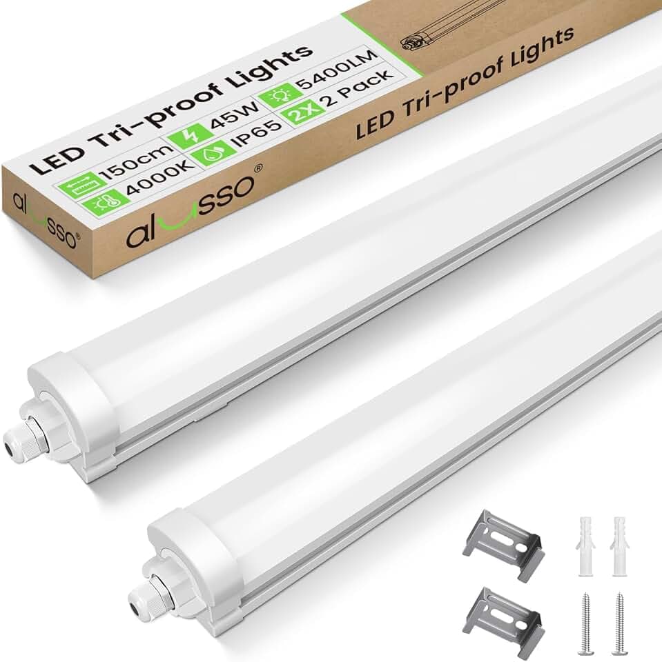 ALUSSO 2 Stück LED Feuchtraumleuchte 150CM,4000K IP65 für Garage