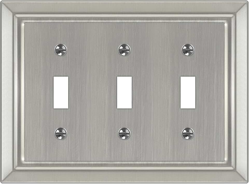 Metal Wall Plate for Electrical Outlets, Applicable to Triple Toggle