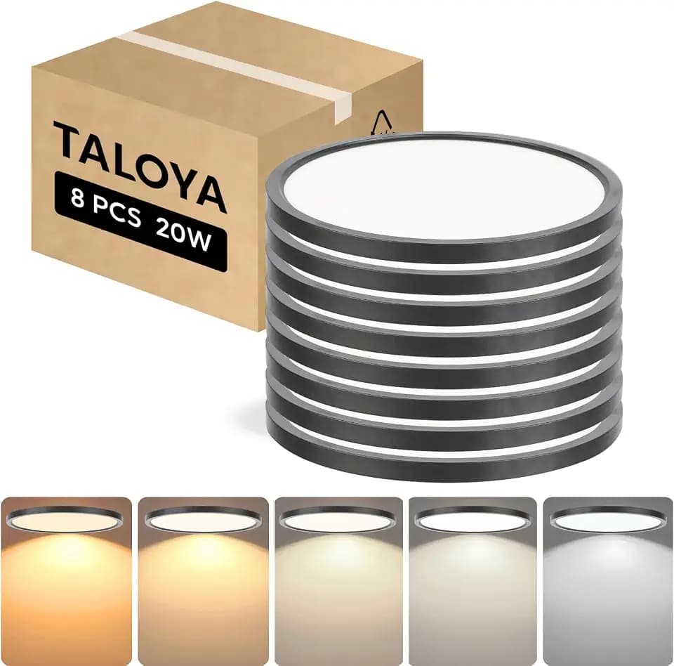 TALOYA Flush Mount Ceiling Light, 20W 5CCT Selectable,12 Inch-8Pack