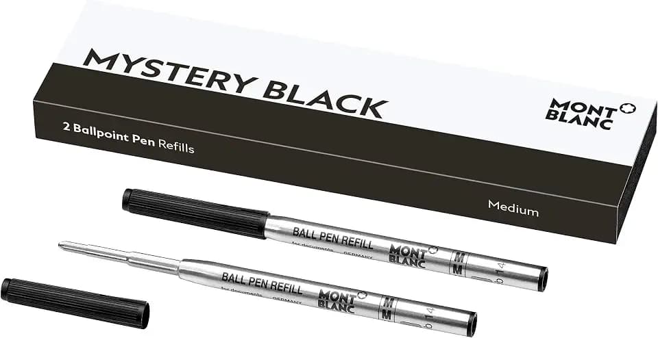 MONTBLANC Ballpoint Pen Refills (M) Mystery Black 116190 – Refill Cartridges with a Medium Tip for MONTBLANC Ball Pens – 2 x Black Ballpoint Refills