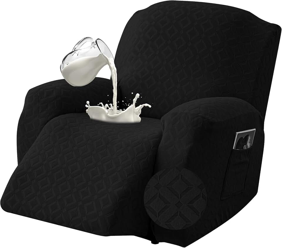 Genina Waterproof Recliner Chair Cover,1 Seat Couch Cover,Black