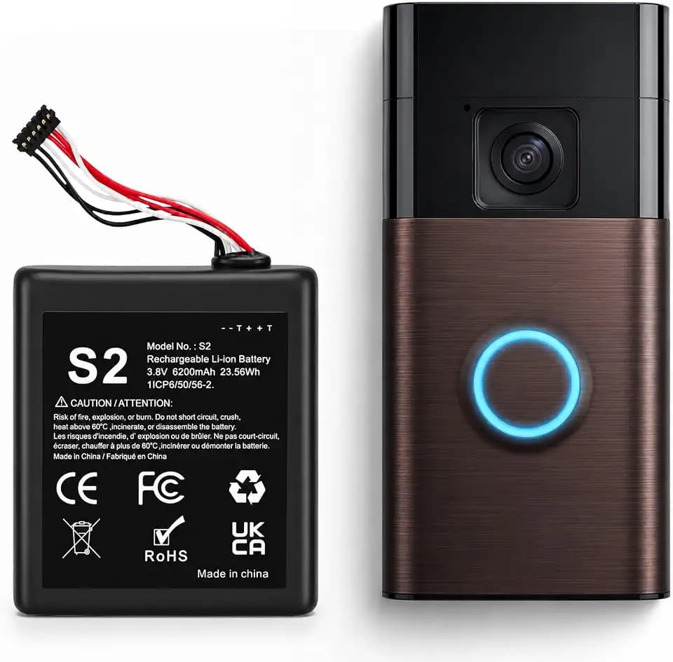 S2 (6-Pin) Battery for Ring Video Doorbell 2nd Generation 5UM5E5-1pack
