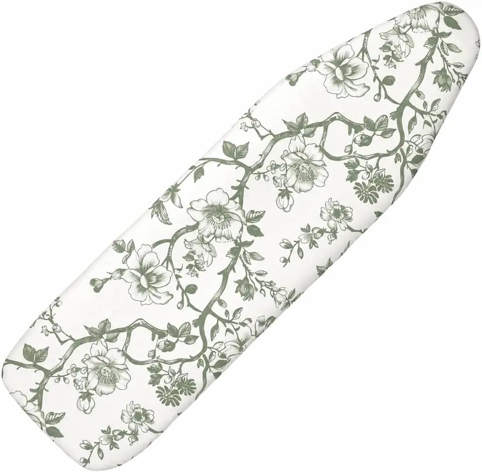 Tegeme Ironing Board Cover and Pad 15 x 54 Inch Cotton Thick Padded with Elastic Edge and Hook and Loop Laundry Room Decor Fits Standard Size (Sage Green)