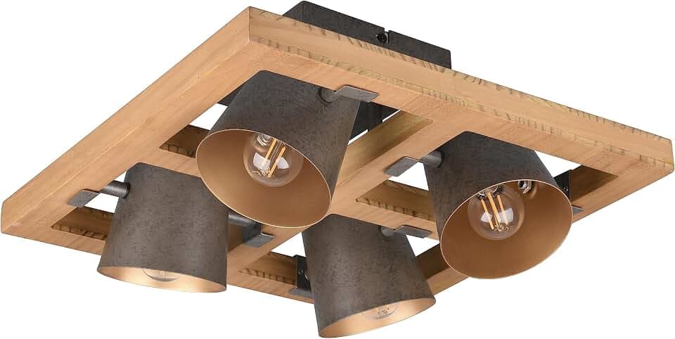 Trio Leuchten Deckenleuchten Bell 601900467, Metall Nickel antik, exkl. 4x E14, Braun
