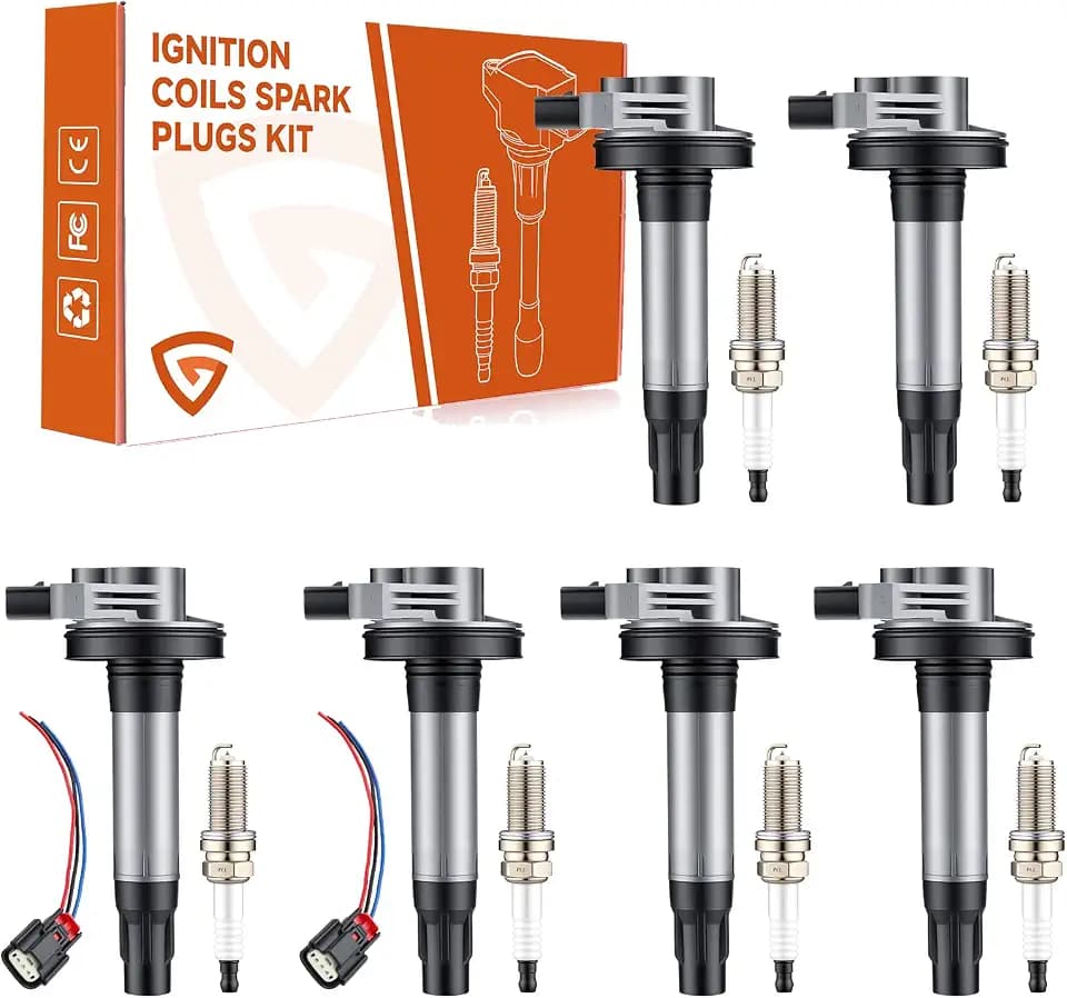 Ignition Coil UF553 & Iridium Spark Plugs 5019 for Ford Lincoln CX V6 6 Pcs