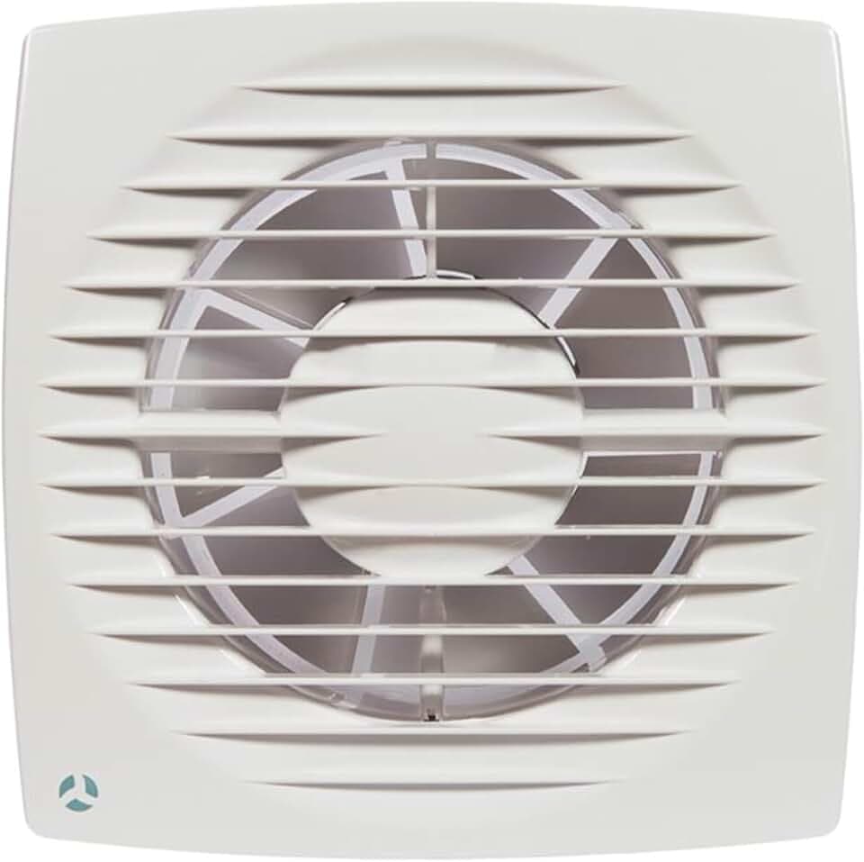 Airflow Aura 125HT Abluftventilator für das Badezimmer, Feuchtigkeitssensor (60-90% RH) mit Timer, leise, 31 dB, IPX4, Durchflussmenge 115 m³/h, Schlauch 125 mm
