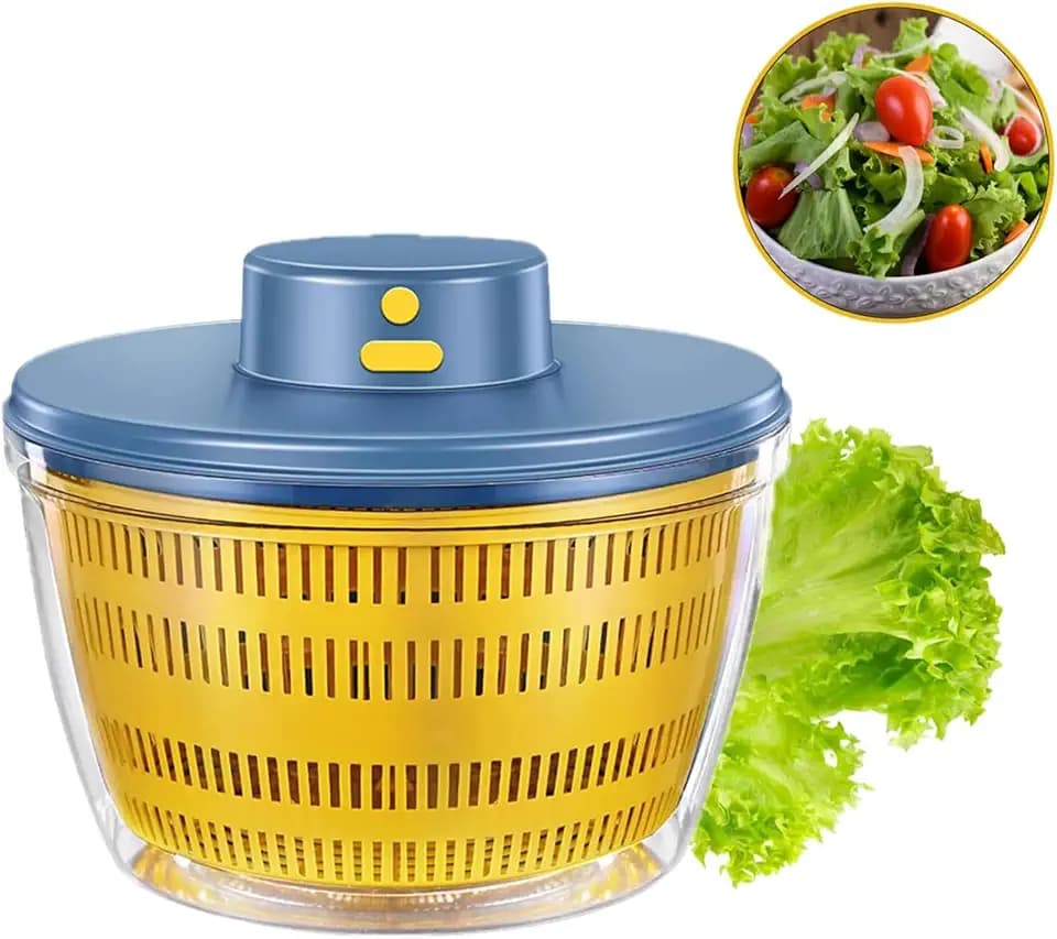 Automatischer Salatschleuder USB-Wireless 4000ml Salatspinner Akku,Blau