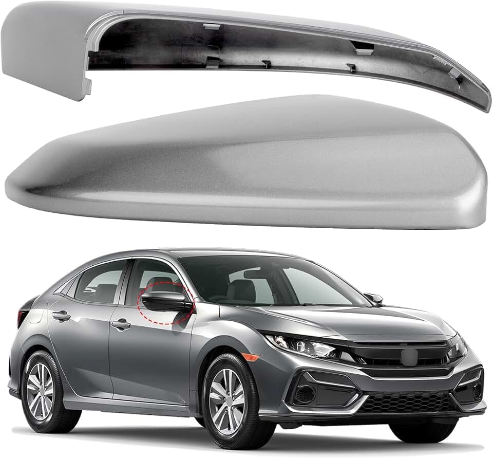 Passenger Side Mirror Cover Replacement for Honda Civic 2016-2021, Insight 2019-2021 - Right Side Mirror Covers, Rear View Mirrors Cap Accessories Grey