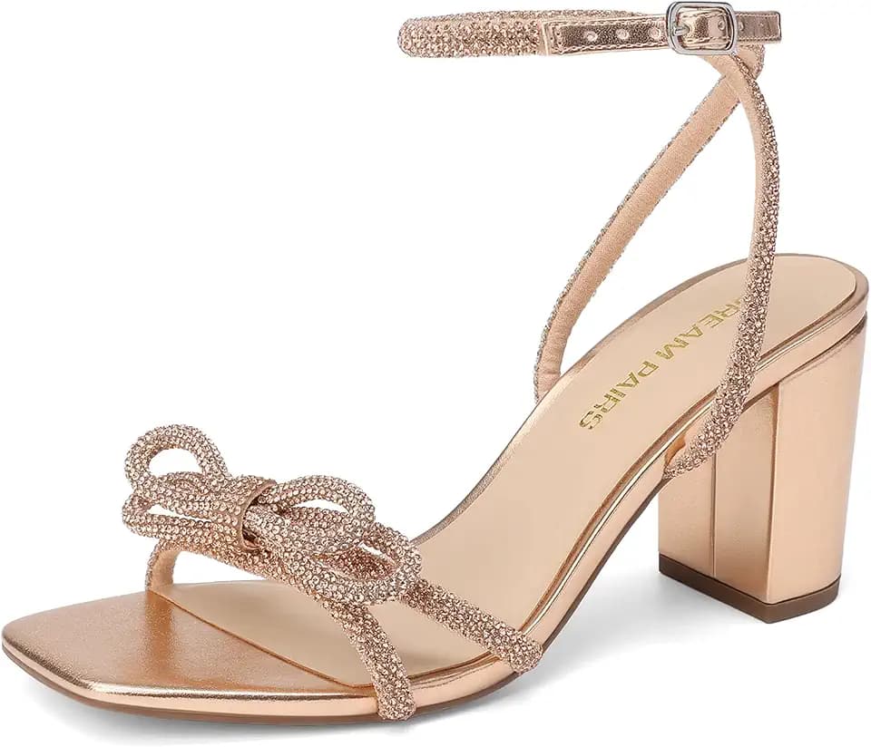 DREAM PAIRS Women's Ankle Strap Low Chunky Heel Sandals