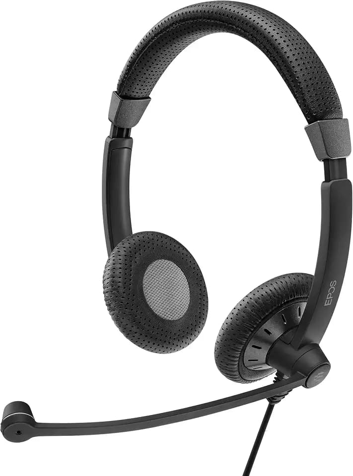 Sennheiser SC 75 USB MS (507086) - Double-Sided Business Headset | For Skype for Business, with Mobile Phone, Tablet, Softphone, and PC | HD Sound & Noise-Cancelling Microphone (Black)