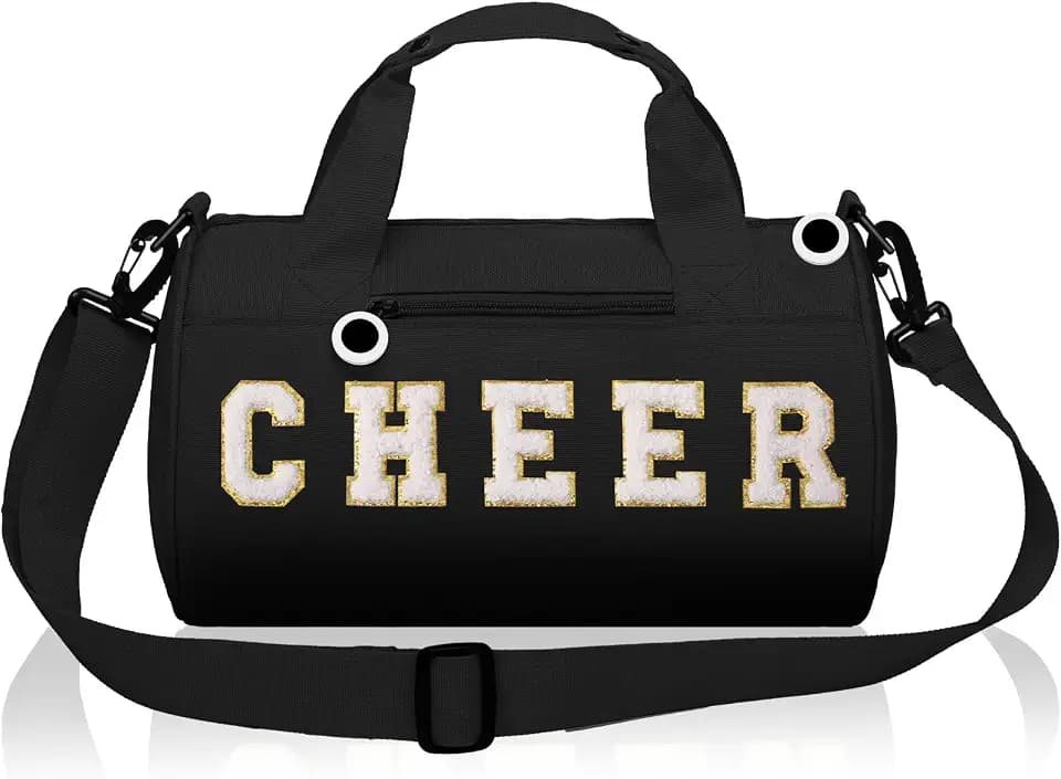 Black Cheer Duffel Bag for Girls Teens, Gym Dance Workout