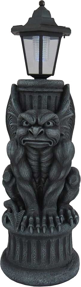 DWK Gargoyle Solar Light 20 Inch Gothic Garden Statue with LED Lantern