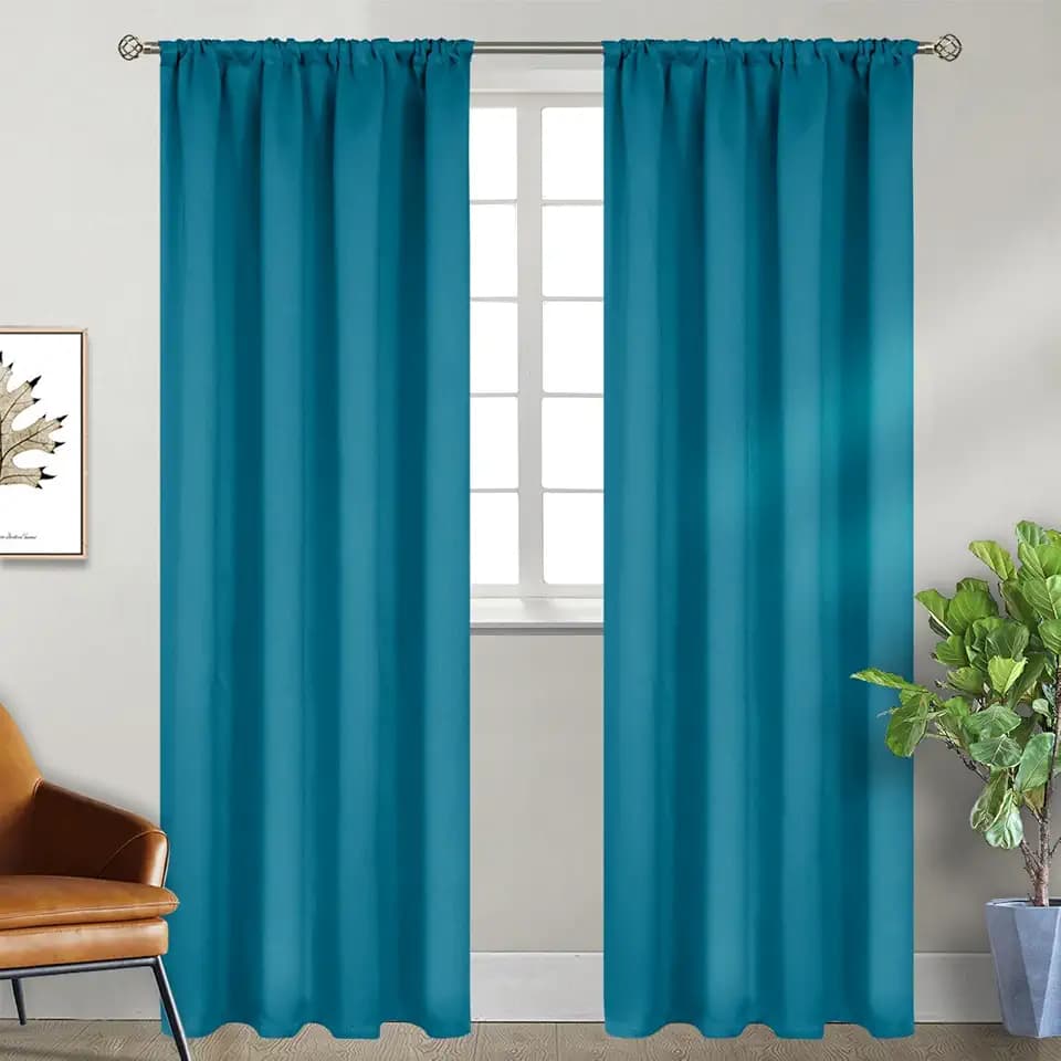 BGment Teal Blue Blackout Curtains 90 Inch Length for Living Room - Thermal Insulated Drapes with Rod Pocket Room Darkening for Bedroom Window, 2 Panels, 52 x 90 Inch