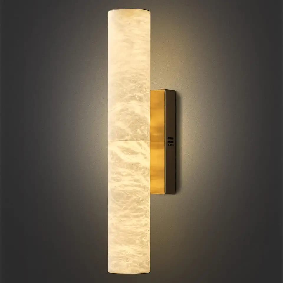 Alabaster Wall Sconces, 20" Brass Wall Sconce, Modern Bathroom Sconces Wall Lighting, Gold Wall Sconce, Spanish Natural Marble Sconce for Living Room, Bedroom, Stairs, Hallway