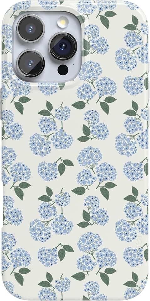 Casely iPhone 16 Pro Case | Nantucket Cottage | Blue Hydrangea | Compatible with MagSafe | Classic Ultra Slim Design