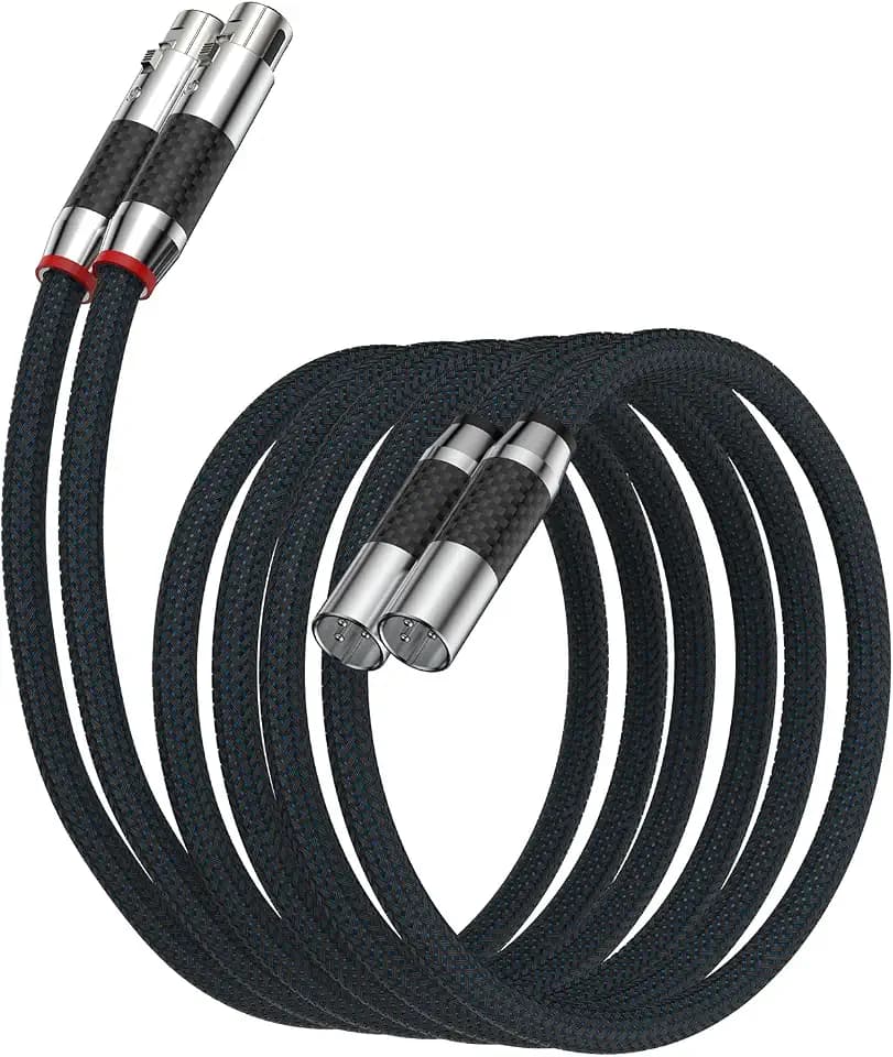 Tertullus 1 Pair 3 Pin HiFi Interconnect Cable XLR-m (Male) to XLR - F (Female) HiFi Balanced Audio Cable Microphone Cable Mic Wire (2m/6.56ft)