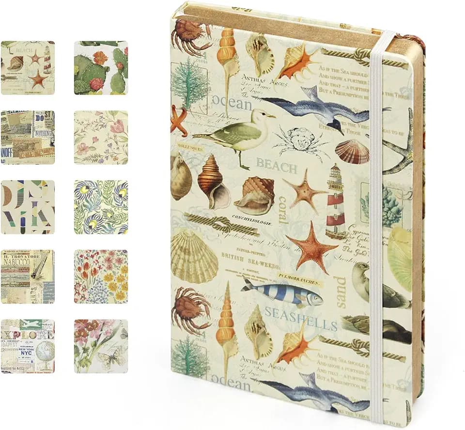 A5 Hardcover Notizbuch, Florence & Provence Serie, 106 Blatt Liniert Mit Verschlussband, Lesezeichenband, Innentasche, für Reisen, Schule, Büro, 14 x 21cm-Ozean