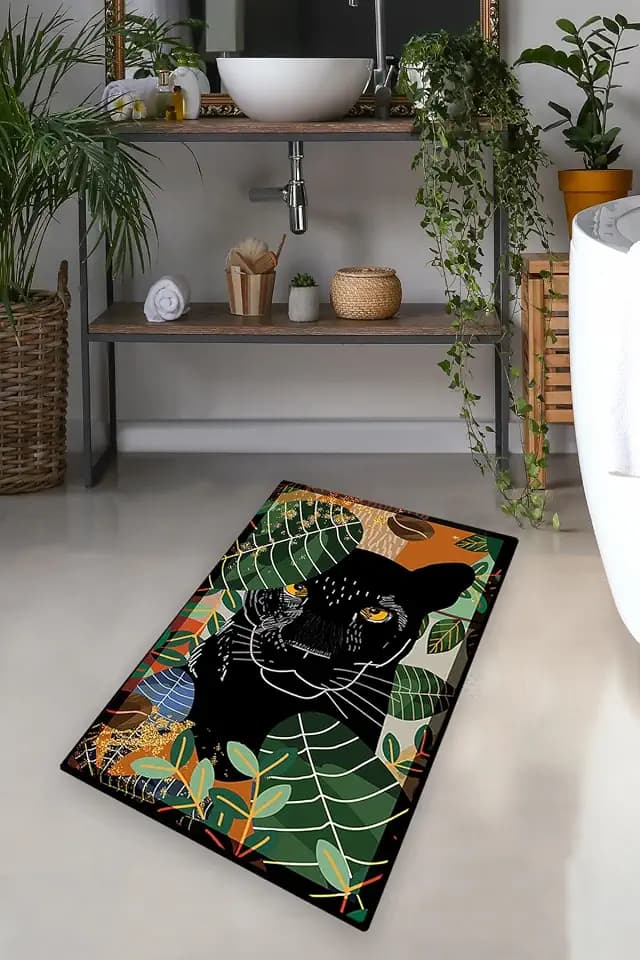 Antibakterielle Badematte, 70 x 120 cm, 100% Polyester, rutschfest, 10 mm Florhöhe, Digitaldruck | Maschinenwaschbar, elegant und funktional