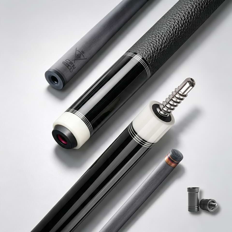 Carbon Fiber Pool Cue Stick, Leather Wrap Vibrant Pool Cue