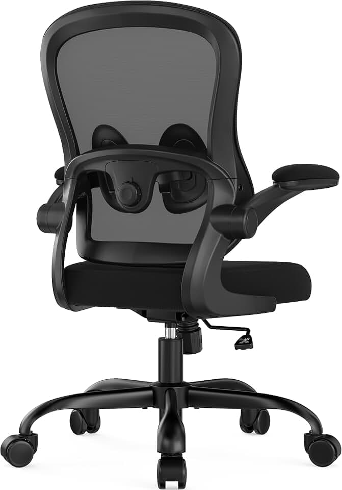 Farini Ergonomischer Executive Schreibtischstuhl Mesh Bürostuhl mit Verstellbarer Lendenstütze und aufklappbaren Armlehnen drehbarer Rollcomputer Stuhl für Homeoffice